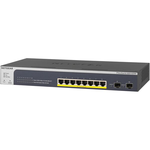 netgear switch di rete  gs510tpp gestito l2/l3/l4 gigabit ethernet (10/100/1000) supporto power over (poe) nero [gs510tpp-100eus]