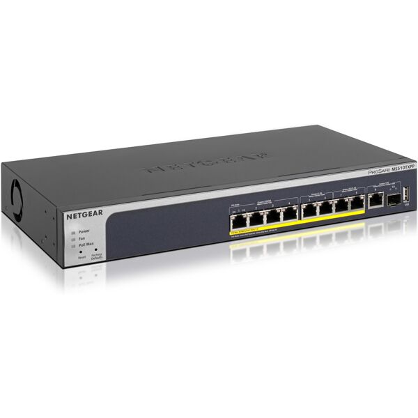 netgear switch di rete  ms510txpp gestito l2/l3/l4 10g ethernet (100/1000/10000) supporto power over (poe) grigio [ms510txpp-100eus]