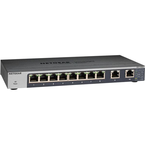 netgear switch di rete  gs110mx non gestito 10g ethernet (100/1000/10000) nero [gs110mx-100pes]