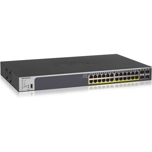 netgear switch di rete  gs728tp gestito l2/l3/l4 gigabit ethernet (10/100/1000) supporto power over (poe) 1u nero [gs728tp-200eus]