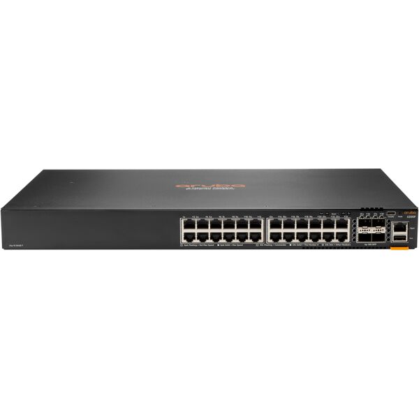 hp switch di rete  aruba 6200f 24g class4 poe 4sfp+ 370w gestito l3 gigabit ethernet (10/100/1000) supporto power over (poe) 1u nero [jl725a#abb]