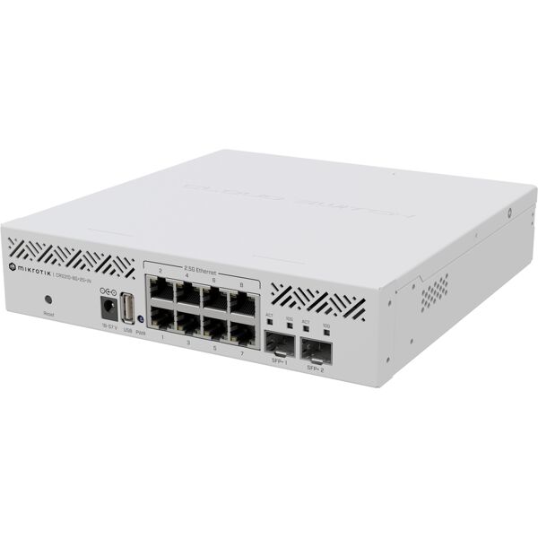 mikrotik switch di rete  crs310-8g+2s+in: l3 smart gestito 2.5g ethernet (100/1000/2500) supporto power over (poe) 1u bianco [crs310-8g+2s+in]