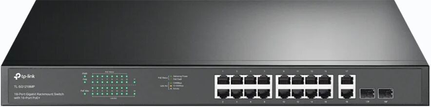 tp-link tl-sg1218mp switch di rete non gestito gigabit ethernet (10/100/1000) supporto power over (poe) 1u nero [tl-sg1218mp]