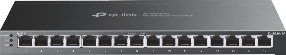 tp-link jetstream tl-sg2016p switch di rete l2/l3/l4 gigabit ethernet (10/100/1000) supporto power over (poe) nero [tl-sg2016p]