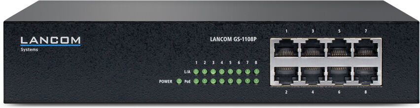 lancom systems switch di rete  gs-1108p non gestito gigabit ethernet (10/100/1000) supporto power over (poe) nero [61430]