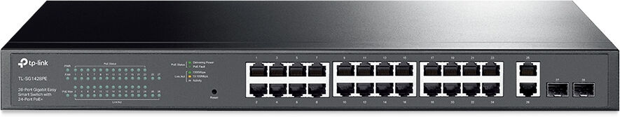 tp-link tl-sg1428pe switch di rete gestito l2 gigabit ethernet (10/100/1000) supporto power over (poe) 1u nero [tl-sg1428pe]