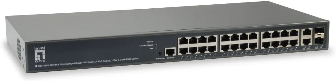 LevelOne GEP-2681 switch di rete Gestito L3 Gigabit Ethernet (10/100/1000) Supporto Power over (PoE) Nero [GEP-2681]