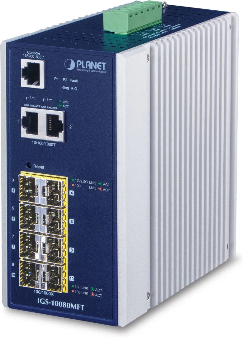 PLANET IGS-10080MFT switch di rete Gestito Gigabit Ethernet (10/100/1000) Blu, Bianco [IGS-10080MFT]