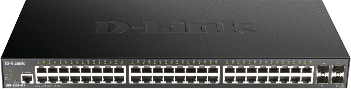 D-Link DGS-1250-52X switch di rete Gestito L3 Gigabit Ethernet (10/100/1000) Nero [DGS-1250-52X]