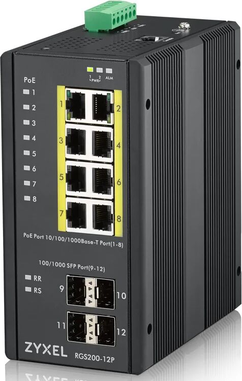 Zyxel Switch di rete  RGS200-12P Gestito L2 Gigabit Ethernet (10/100/1000) Supporto Power over (PoE) Nero [RGS200-12P-ZZ0101F]