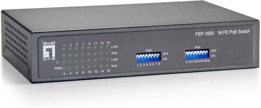 LevelOne FEP-1600W90 switch di rete Fast Ethernet (10/100) Supporto Power over (PoE) Grigio [FEP-1600W90]