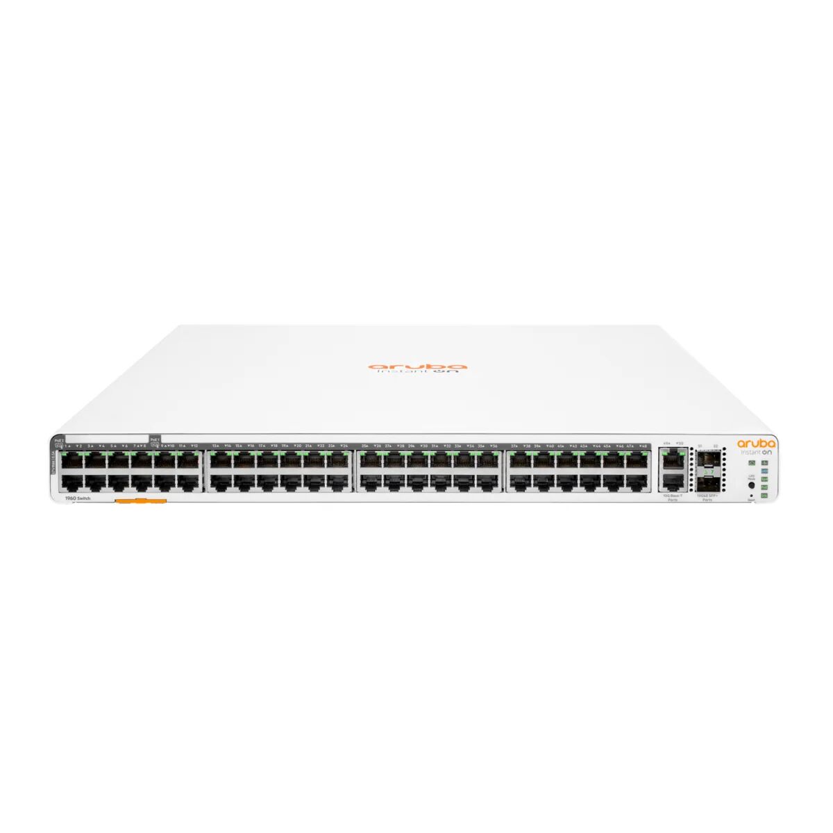 Aruba Switch di rete  Instant On 1960 48G 40p Class4 8p Class6 PoE 2XGT 2SFP+ 600W Gestito L2+ Gigabit Ethernet (10/100/1000) Supporto Power over (PoE) 1U Bianco [JL809A]