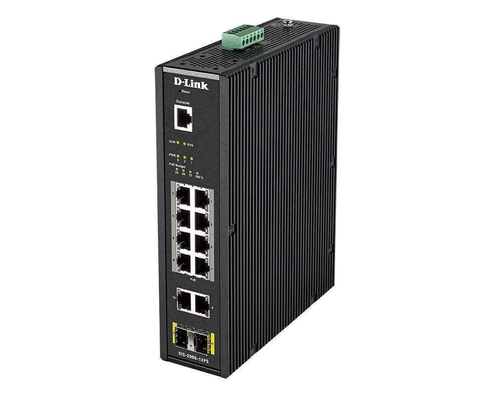 D-Link DIS-200G-12PS switch di rete Gestito L2 Gigabit Ethernet (10/100/1000) Supporto Power over (PoE) Nero [DIS-200G-12PS]