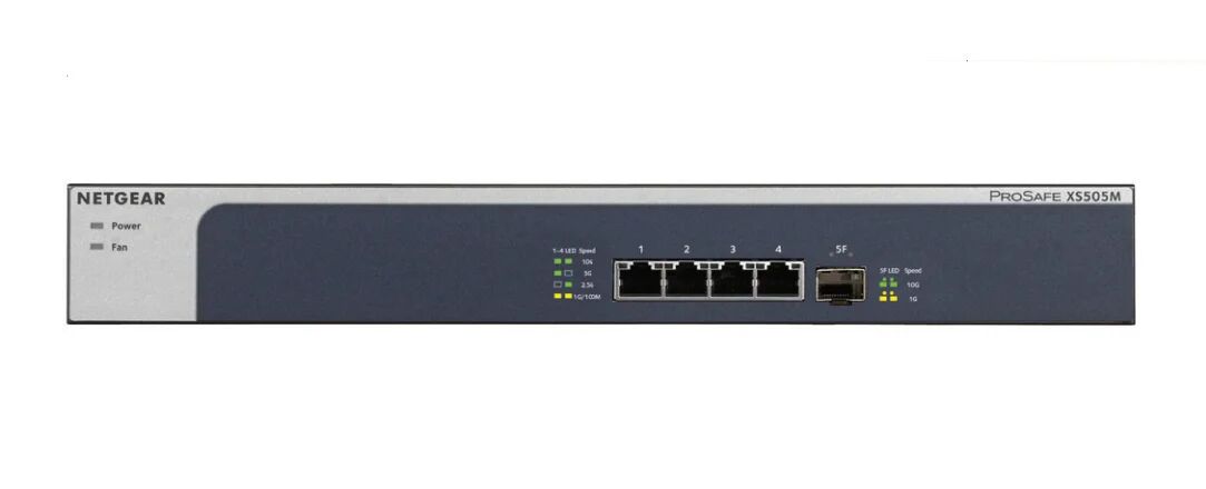 Netgear Switch di rete  XS505M Non gestito 10G Ethernet (100/1000/10000) Grigio, Argento [XS505M-100EUS]