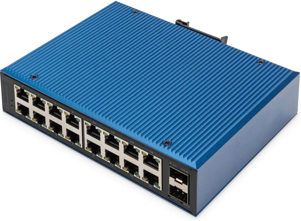 Digitus Switch di rete Gigabit Ethernet a 16 porte, industriale, non gestito, 2 Uplink SFP [DN-651138]