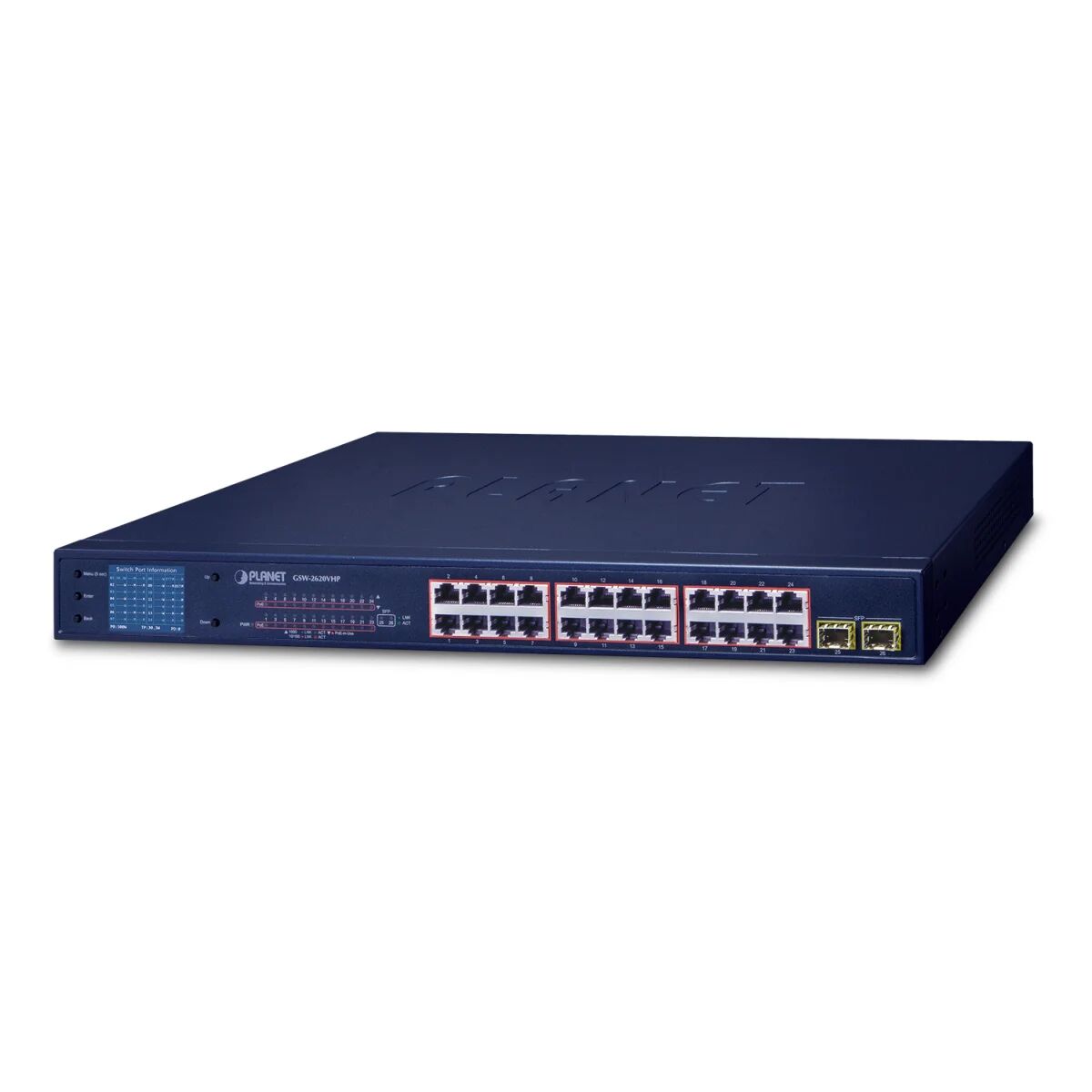 PLANET GSW-2620VHP switch di rete Non gestito Gigabit Ethernet (10/100/1000) Supporto Power over (PoE) 1U Blu [GSW-2620VHP]