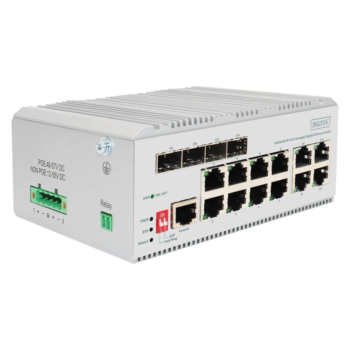 Digitus Switch di rete  Gigabit Ethernet industriale gestito 8+4 L2 [DN-651145]