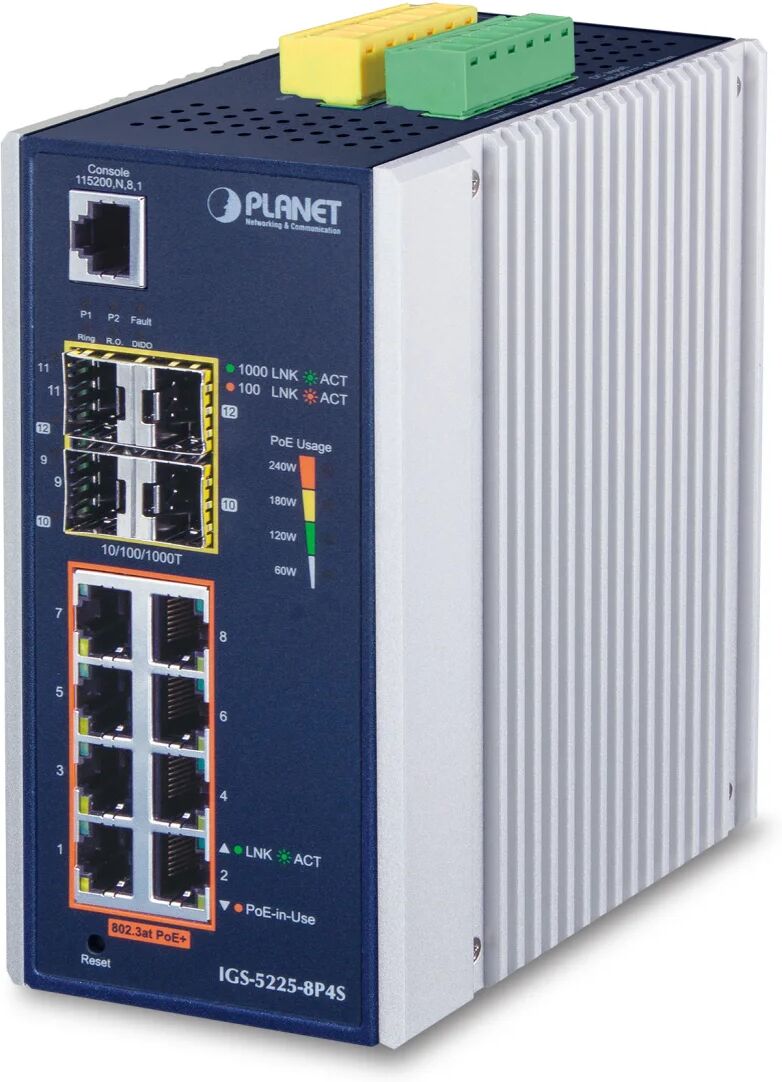 PLANET IGS-5225-8P4S switch di rete Gestito L2+ Gigabit Ethernet (10/100/1000) Supporto Power over (PoE) Nero [IGS-5225-8P4S]