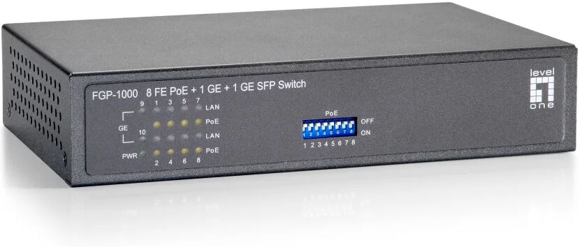 LevelOne FGP-1000 switch di rete Gigabit Ethernet (10/100/1000) Supporto Power over (PoE) Nero, Grigio [FGP-1000]