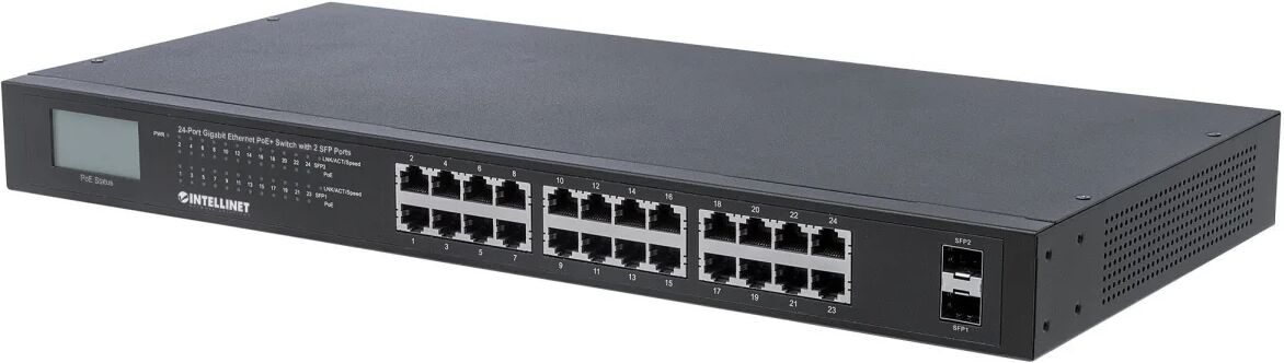 Intellinet 561242 switch di rete Non gestito Gigabit Ethernet (10/100/1000) Supporto Power over (PoE) 1U Nero [561242]