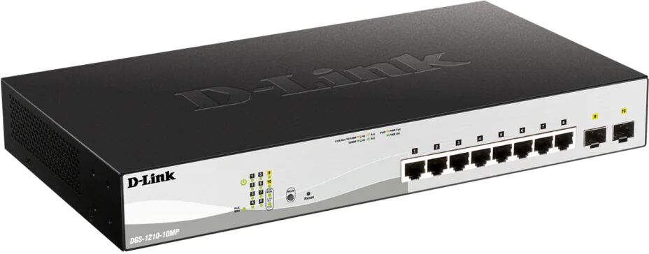 D-Link DGS-1210-10MP switch di rete Gestito L2/L3 Gigabit Ethernet (10/100/1000) Supporto Power over (PoE) Nero [DGS-1210-10MP]