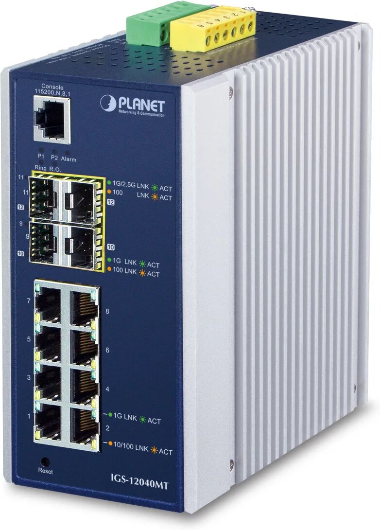 PLANET IGS-12040MT switch di rete Gestito L2+ Gigabit Ethernet (10/100/1000) Blu, Bianco [IGS-12040MT]