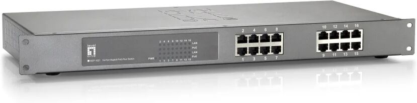 LevelOne GEP-1621 switch di rete Non gestito Gigabit Ethernet (10/100/1000) Supporto Power over (PoE) Grigio [599013]