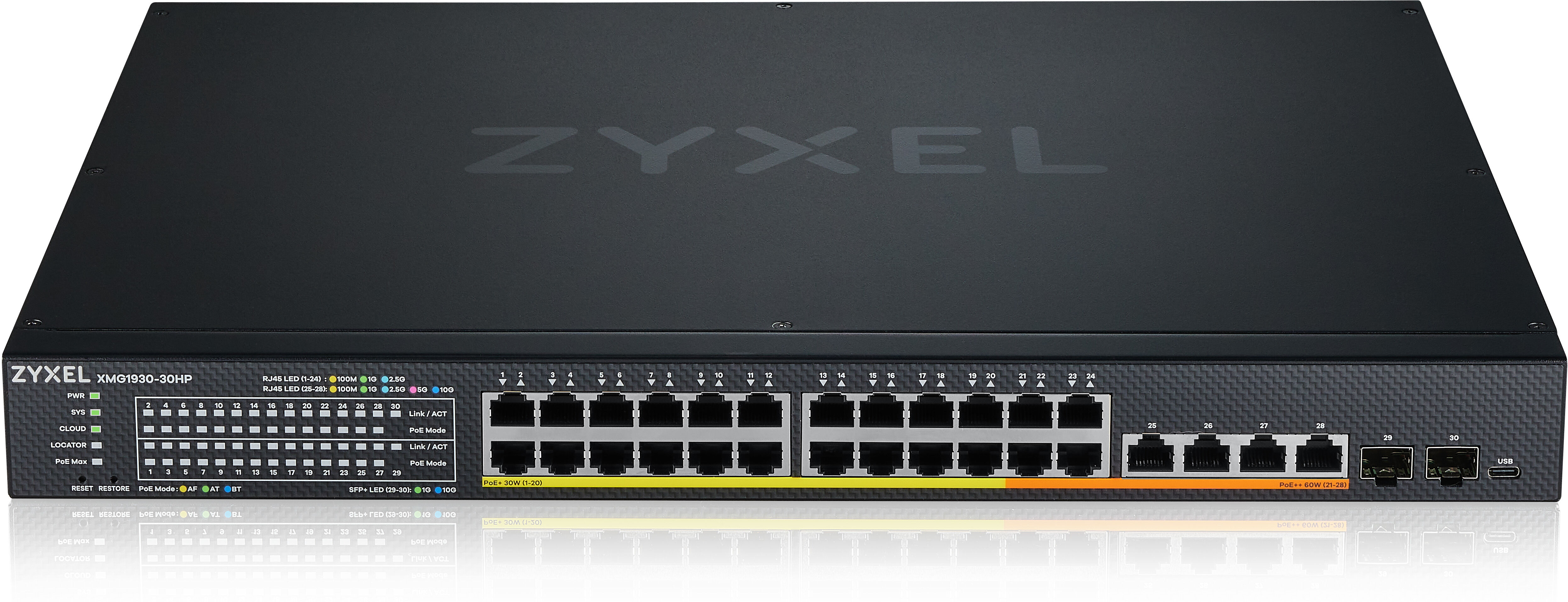 Zyxel Switch di rete  XMG1930-30HP Gestito L3 2.5G Ethernet (100/1000/2500) Supporto Power over (PoE) 1U Nero [XMG1930-30HP-ZZ0101F]