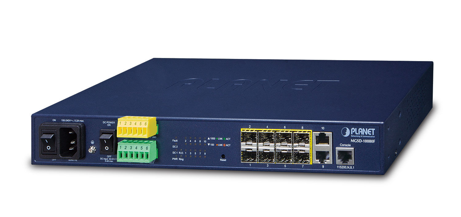 PLANET MGSD-10080F switch di rete Gestito L2+ Gigabit Ethernet (10/100/1000) 1U Blu [MGSD-10080F]