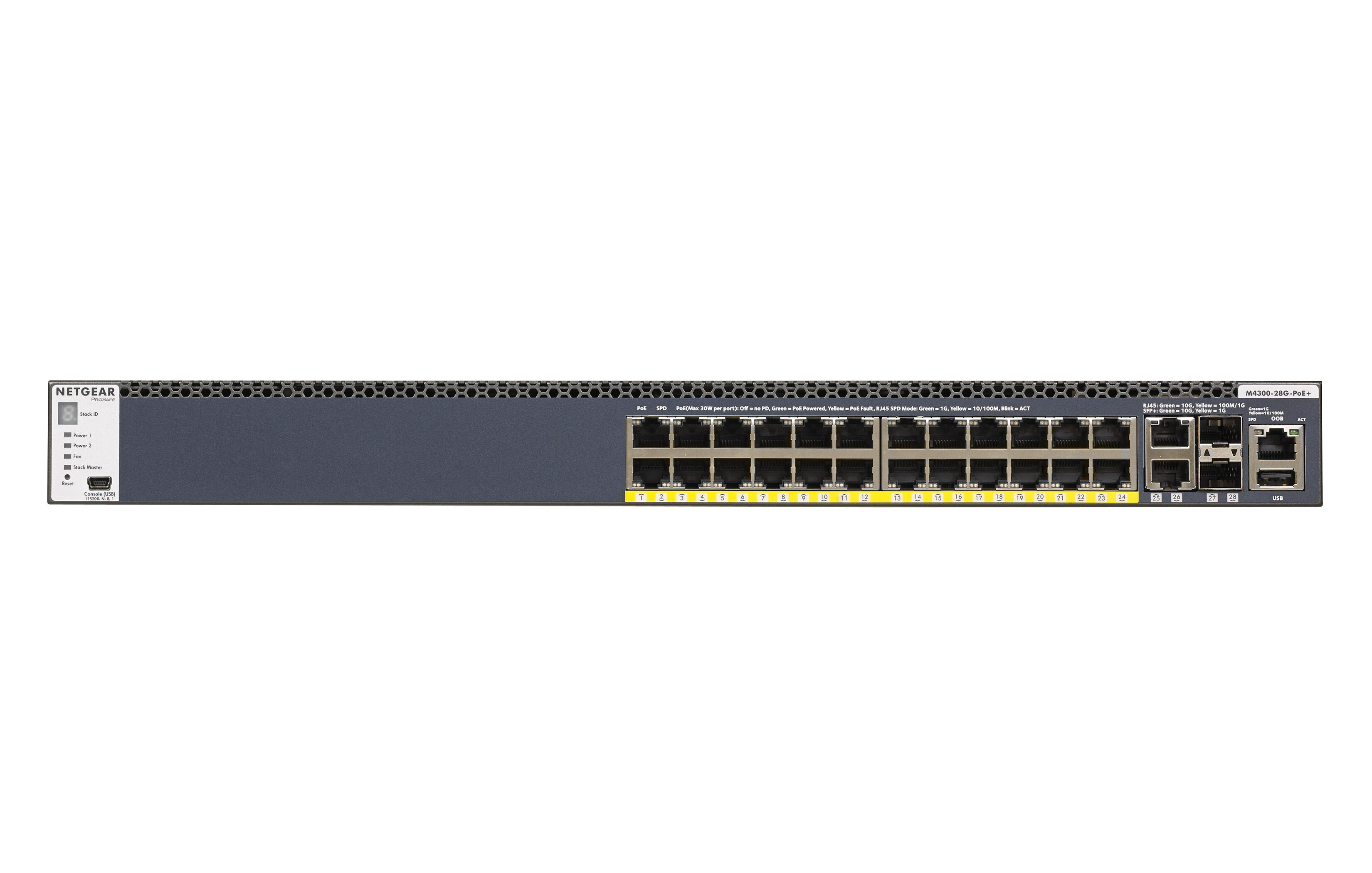 Netgear Switch di rete  M4300-28G-PoE+ Gestito L2/L3/L4 10G Ethernet (100/1000/10000) Supporto Power over (PoE) 1U Nero [GSM4328PA-100NES]