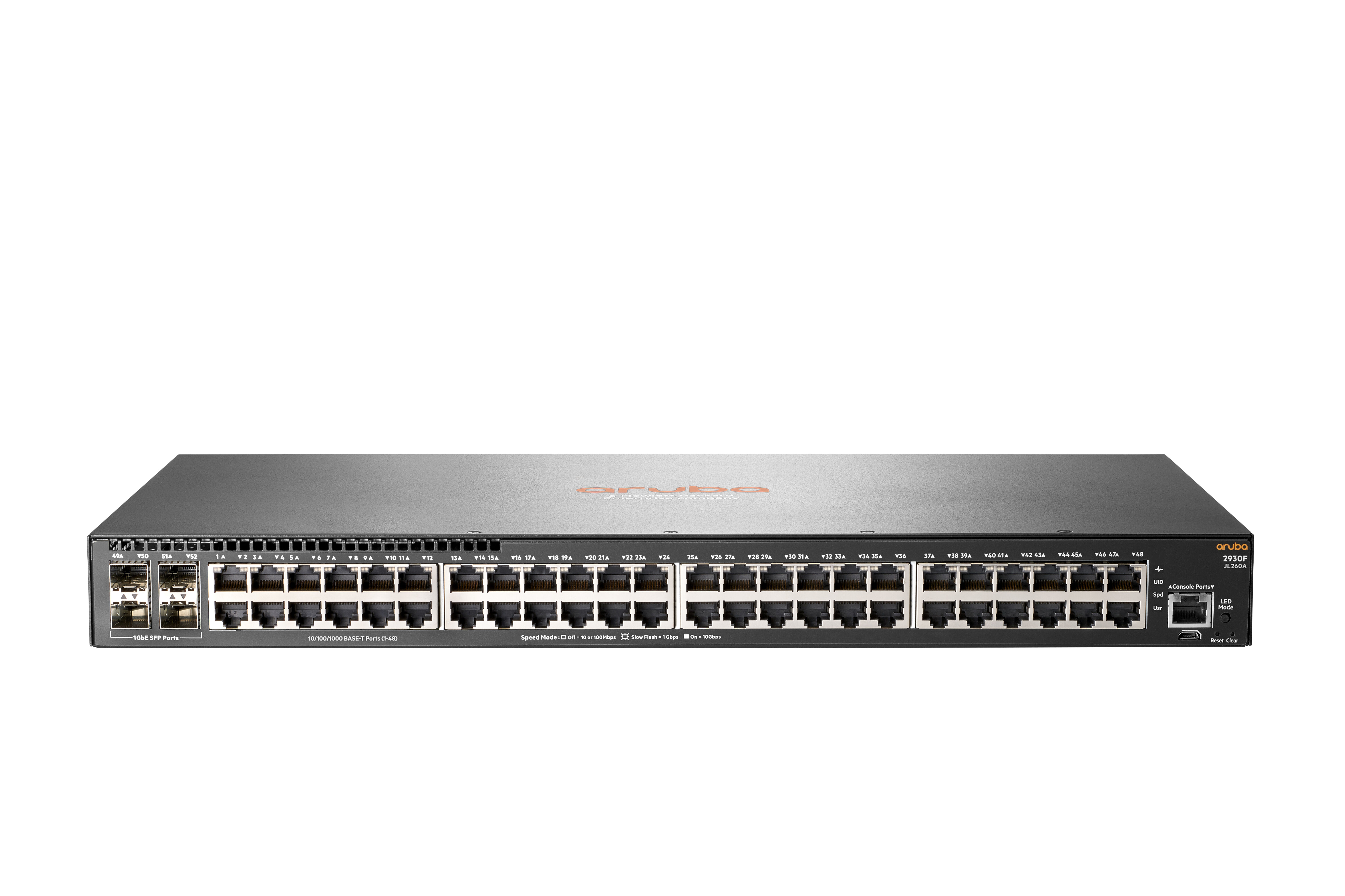 HP Switch di rete  Aruba 2930F 48G 4SFP Gestito L3 Gigabit Ethernet (10/100/1000) Grigio 1U [JL260A#ABB]