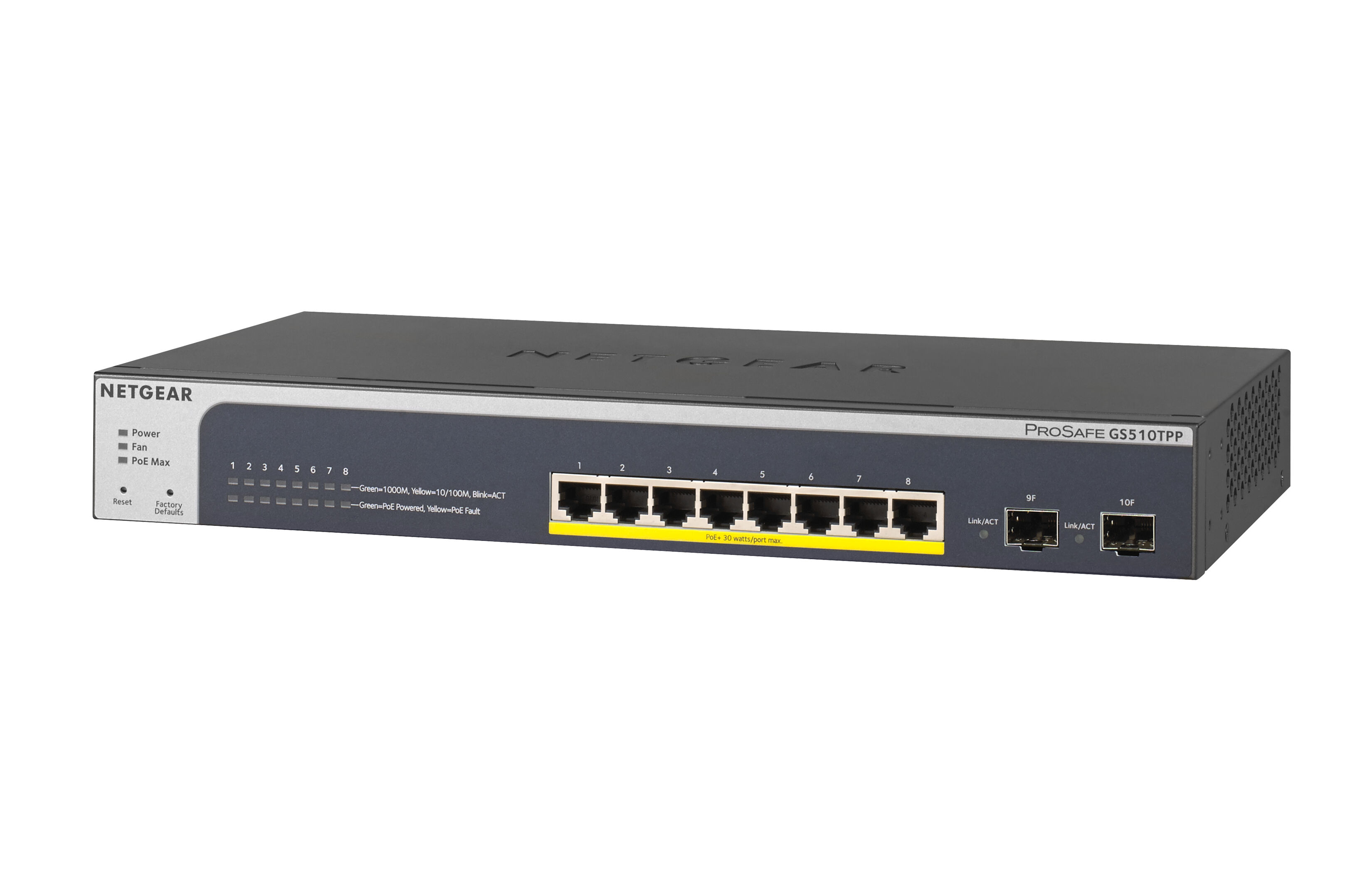 Netgear Switch di rete  GS510TPP Gestito L2/L3/L4 Gigabit Ethernet (10/100/1000) Supporto Power over (PoE) Nero [GS510TPP-100EUS]