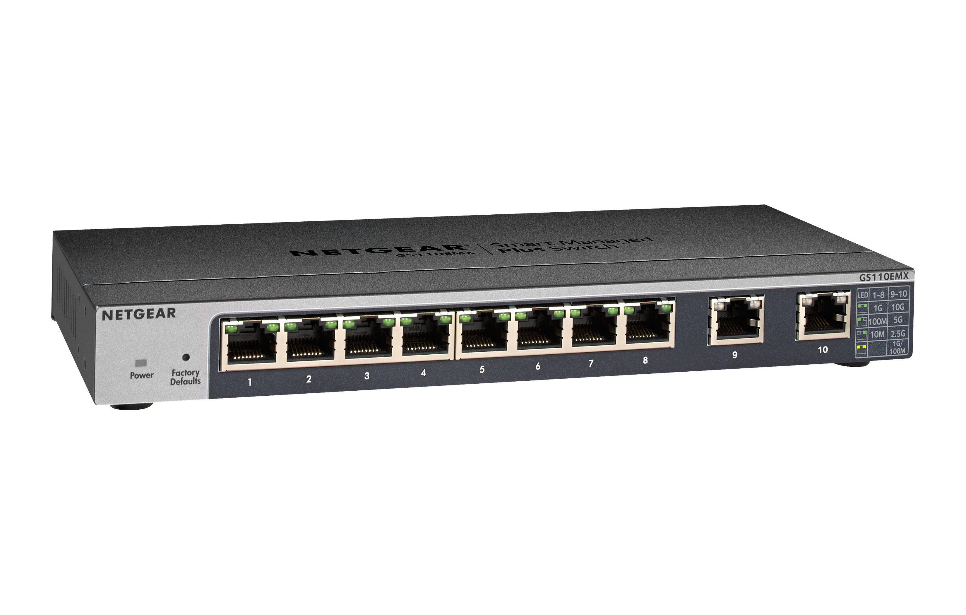 Netgear Switch di rete  GS110EMX Gestito L2 10G Ethernet (100/1000/10000) Nero [GS110EMX-100PES]