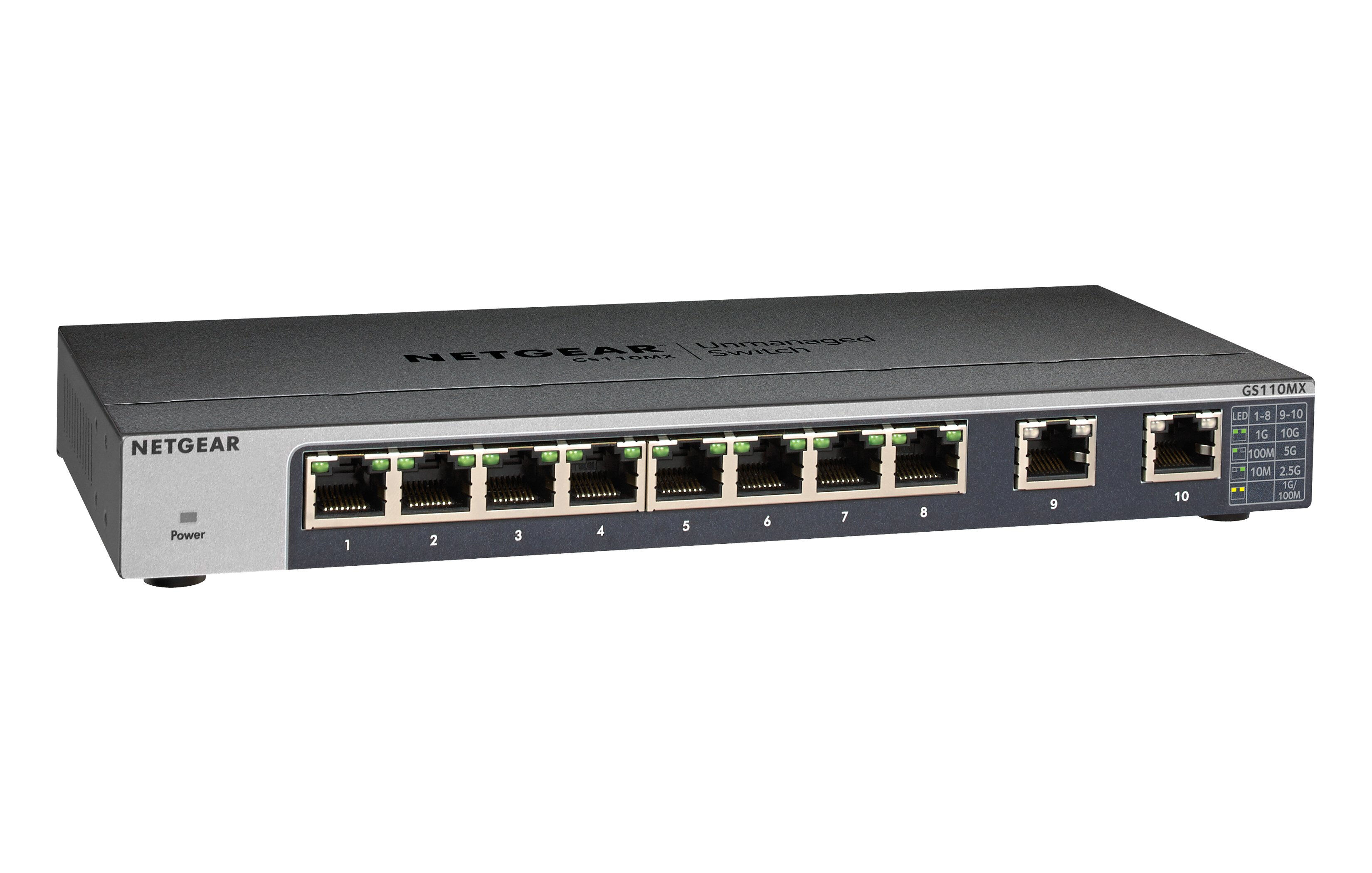 Netgear Switch di rete  GS110MX Non gestito 10G Ethernet (100/1000/10000) Nero [GS110MX-100PES]