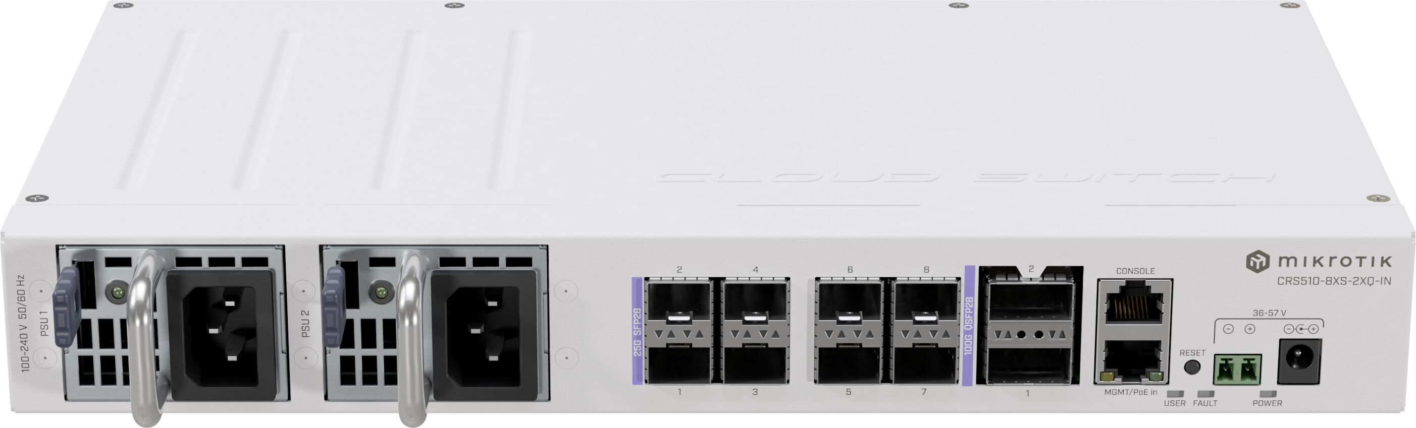 Mikrotik CRS510-8XS-2XQ-IN switch di rete L3 Fast Ethernet (10/100) Supporto Power over (PoE) Bianco [CRS510-8XS-2XQ-IN]