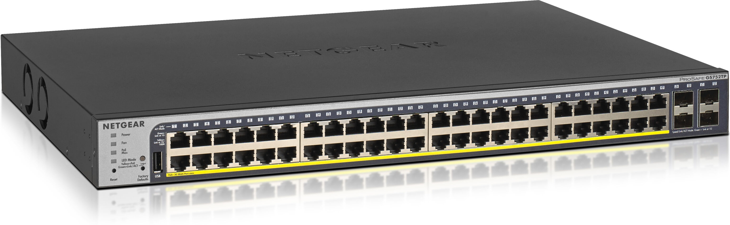 Netgear Switch di rete  GS752TP Gestito L2/L3/L4 Gigabit Ethernet (10/100/1000) Supporto Power over (PoE) 1U Nero [GS752TP-200EUS]