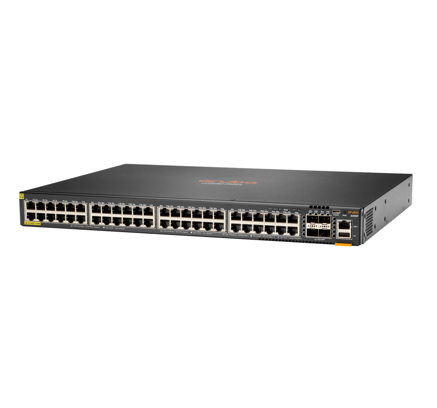 Aruba Switch di rete  CX 6200F 48G Class4 PoE 4SFP+ 370W Gestito L3 Gigabit Ethernet (10/100/1000) Supporto Power over (PoE) 1U [JL727B]