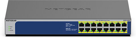 Netgear Switch di rete  GS516PP Non gestito Gigabit Ethernet (10/100/1000) Supporto Power over (PoE) Blu, Grigio [GS516PP-100EUS]