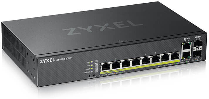 Zyxel GS2220-10HP-EU0101F switch di rete Gestito L2 Gigabit Ethernet (10/100/1000) Supporto Power over (PoE) Nero [GS2220-10HP-EU0101F]