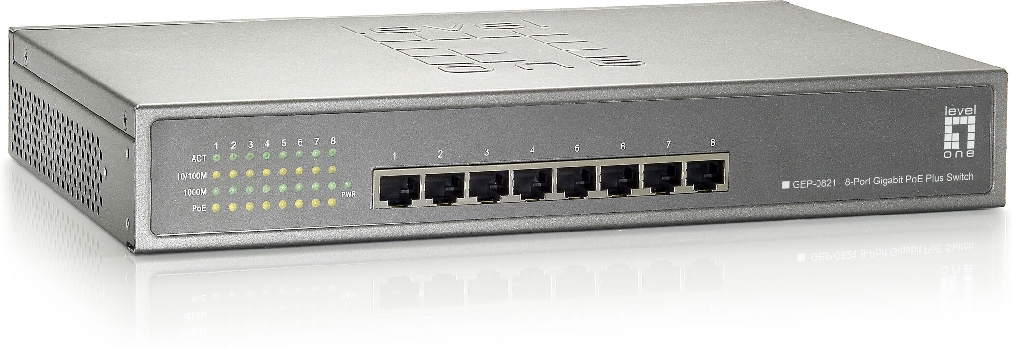 LevelOne GEP-0821 switch di rete Gigabit Ethernet (10/100/1000) Supporto Power over (PoE) Grigio [520825]