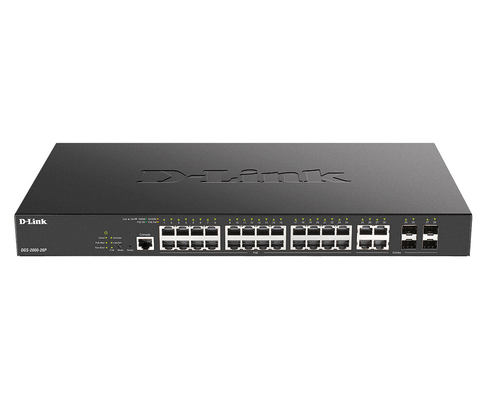 D-Link DGS-2000-28P switch di rete Gestito L2/L3 Gigabit Ethernet (10/100/1000) Supporto Power over (PoE) 1U Nero [DGS-2000-28P]