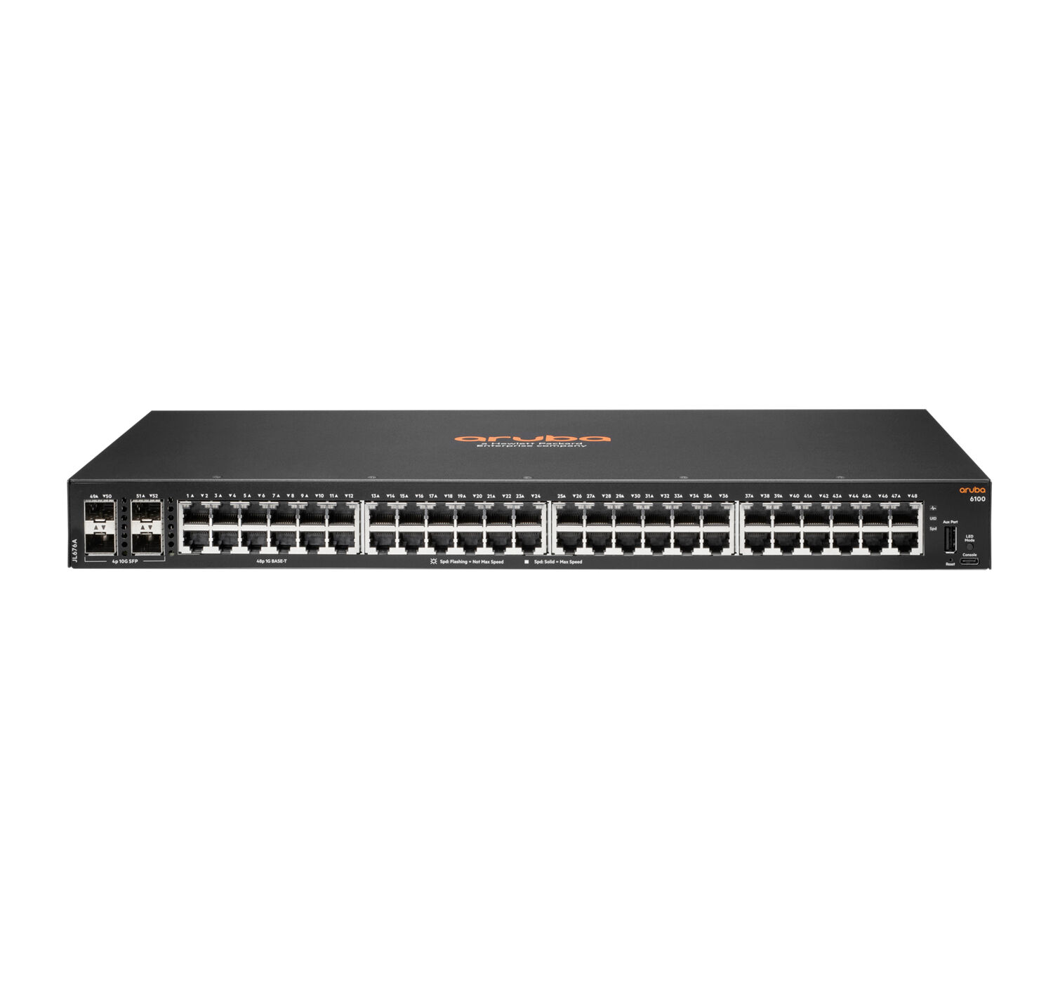 HP Switch di rete Aruba 6100 48G 4SFP+ Gestito L3 Gigabit Ethernet (10/100/1000) 1U Nero [JL676A#ABB]