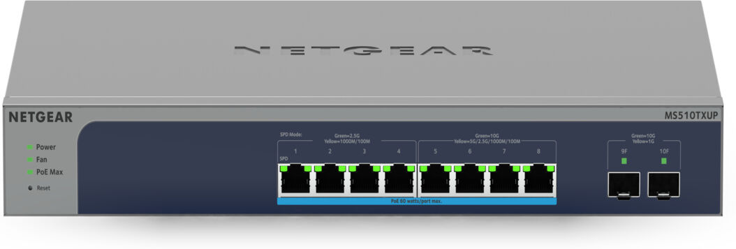 Netgear MS510TXUP switch di rete Gestito L2/L3/L4 10G Ethernet (100/1000/10000) Supporto Power over (PoE) Grigio, Blu [MS510TXUP-100EUS]