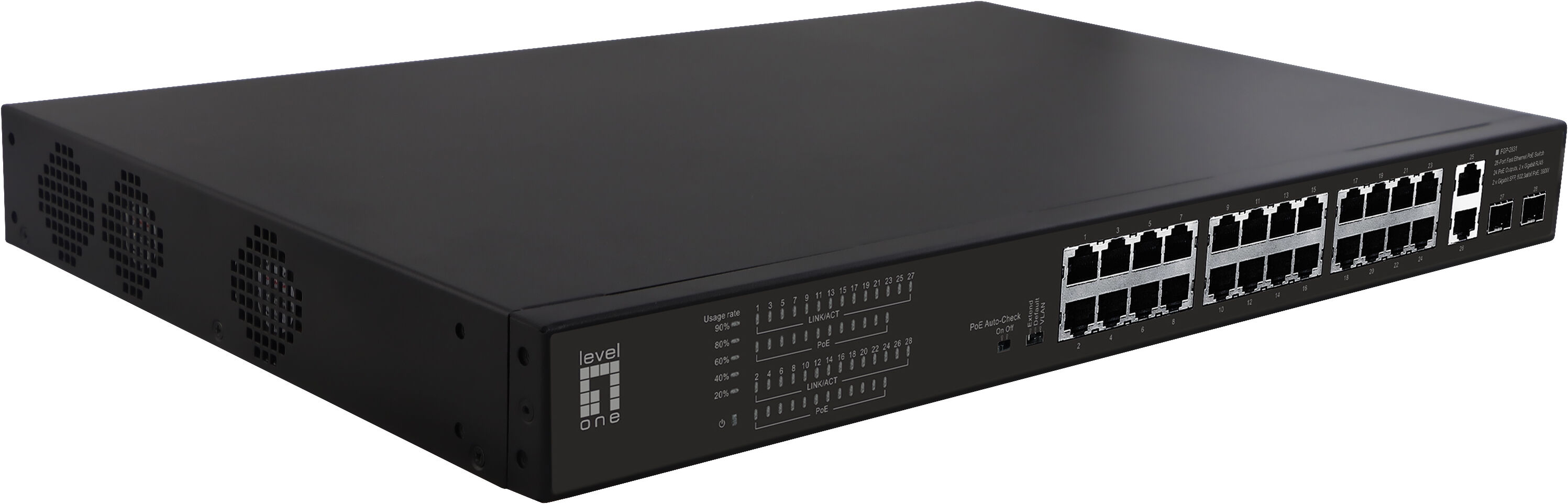 LevelOne FGP-2831 switch di rete Non gestito Fast Ethernet (10/100) Supporto Power over (PoE) 1U Nero [FGP-2831]