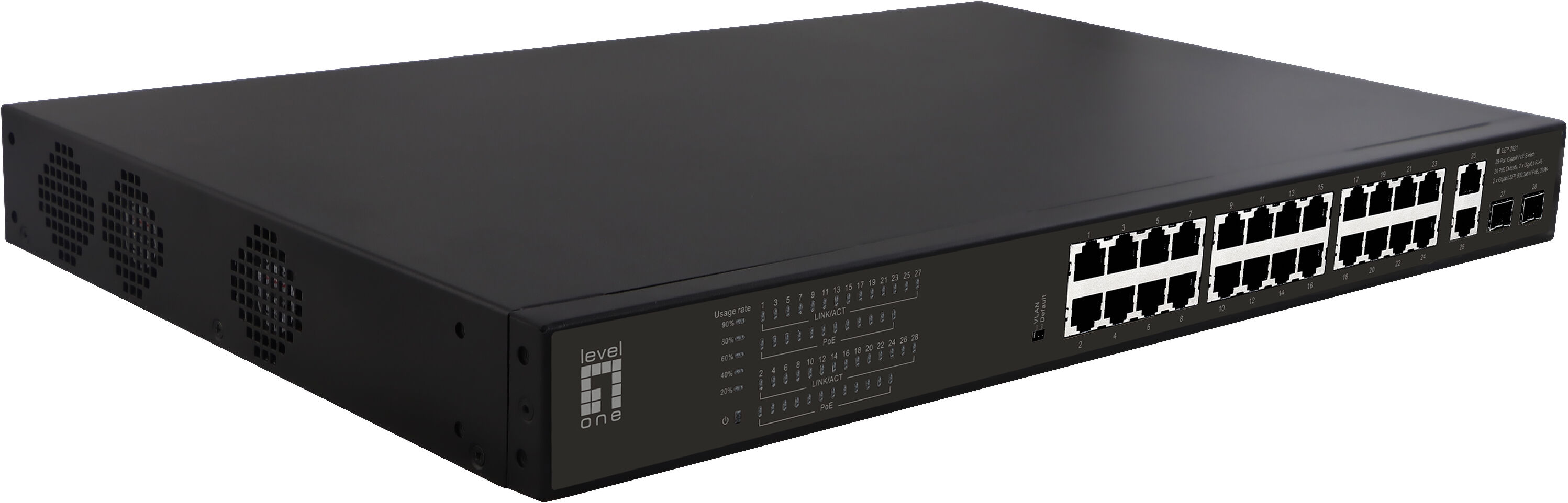 LevelOne GEP-2821 switch di rete Non gestito Gigabit Ethernet (10/100/1000) Supporto Power over (PoE) 1U Nero [GEP-2821]