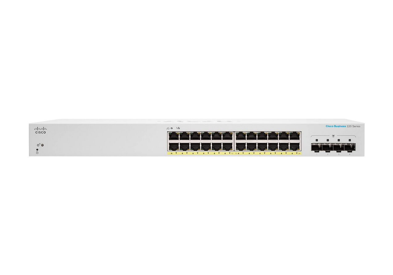 Cisco Systems Switch di rete  CBS220-24FP-4X Gestito L2 Gigabit Ethernet (10/100/1000) Supporto Power over (PoE) Bianco [CBS220-24FP-4X-EU]