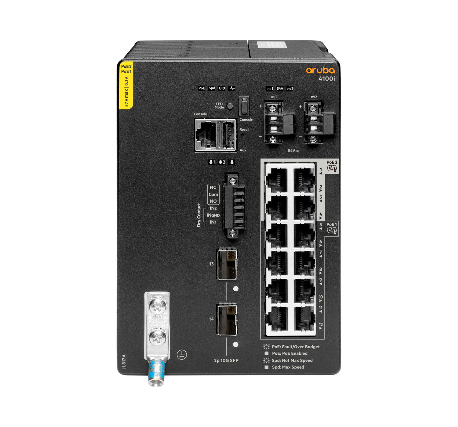 HP Switch di rete  Aruba 4100i Gestito L2 Gigabit Ethernet (10/100/1000) Supporto Power over (PoE) 4U Nero [JL817A]