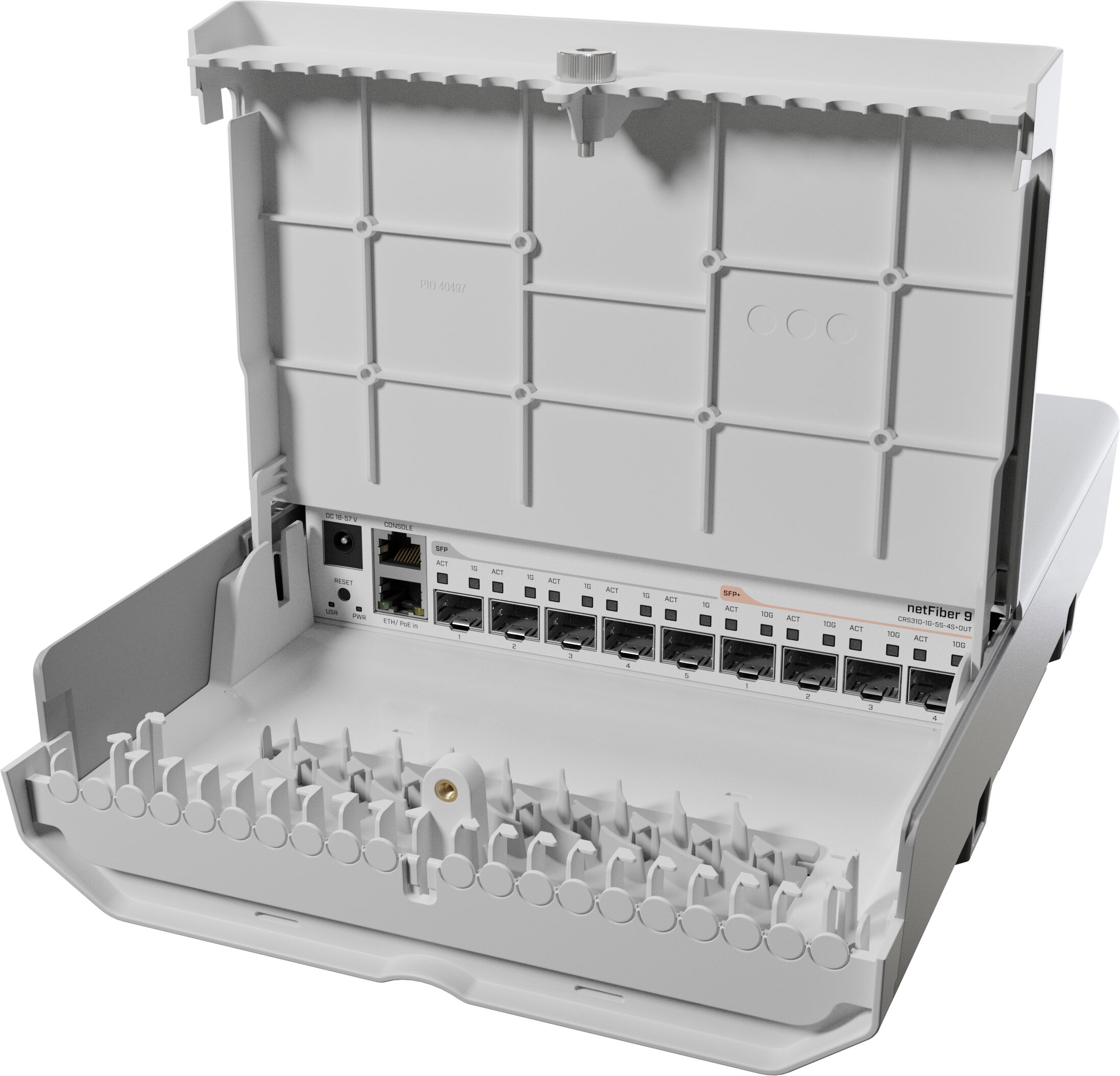 Mikrotik Switch di rete  netFiber 9 Gigabit Ethernet (10/100/1000) Supporto Power over (PoE) Bianco [CRS310-1G-5S-4S+OUT]