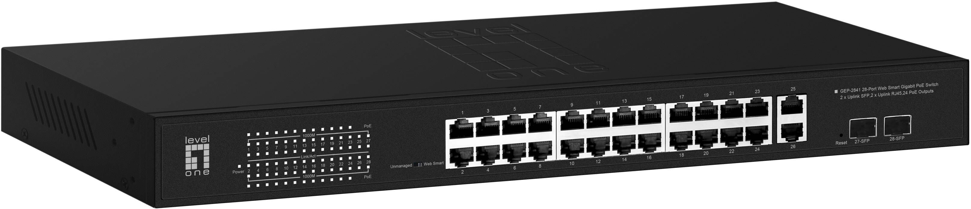 LevelOne GEP-2841 switch di rete Gestito L2 Gigabit Ethernet (10/100/1000) Supporto Power over (PoE) 1U Nero [GEP-2841]