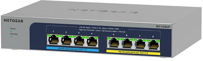 Netgear Switch di rete  MS108UP Non gestito 2.5G Ethernet (100/1000/2500) Supporto Power over (PoE) [MS108UP-100EUS]